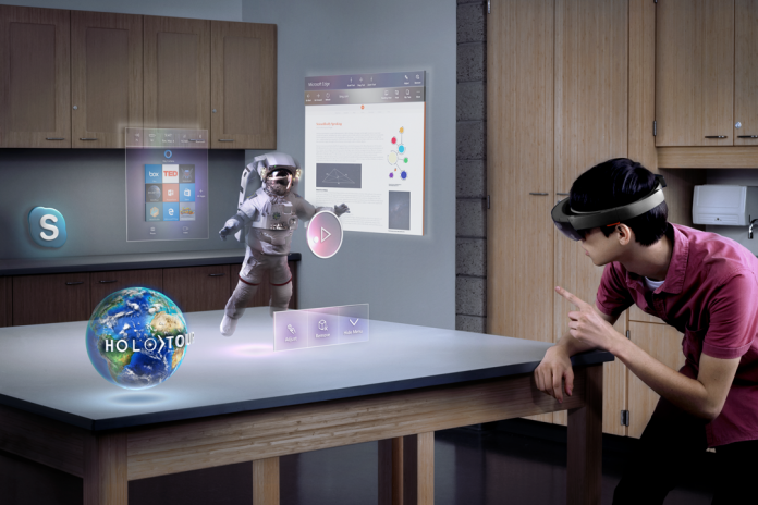 mshololens_mixedrealityspace_08516_3x2_rgb Die HoloLens erlaubt interaktive 3D-Projektionen in der direkten Umgebung